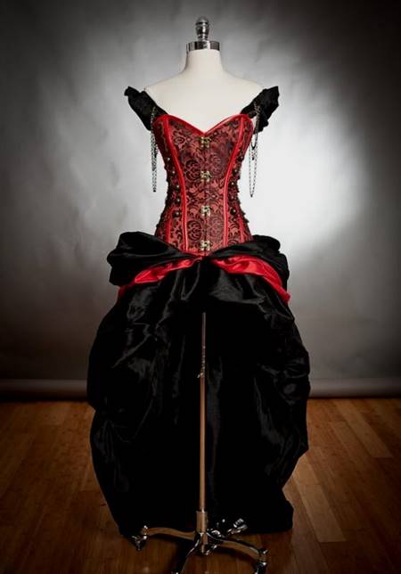 steampunk wedding dress red