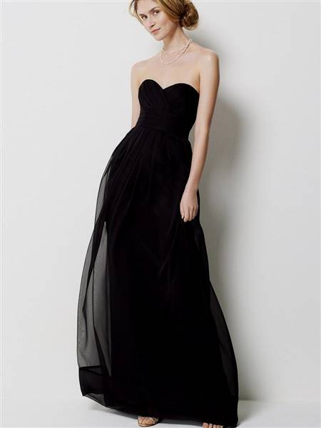 strapless black chiffon dress