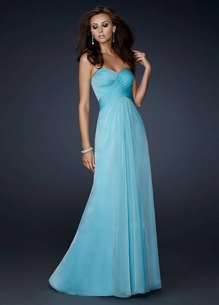 strapless blue prom dresses