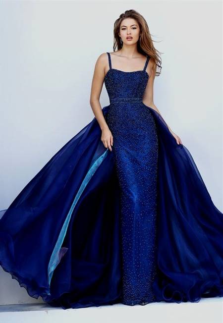 strapless dark blue prom dresses
