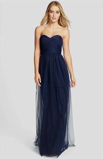 strapless navy blue bridesmaid dresses