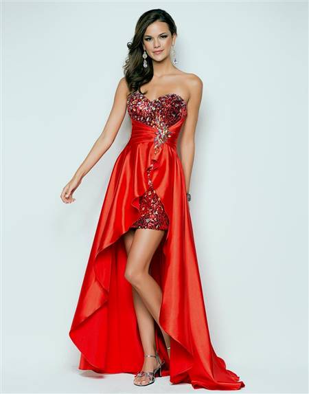 strapless red and black prom dresses