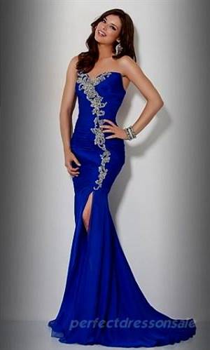 strapless royal blue prom dresses