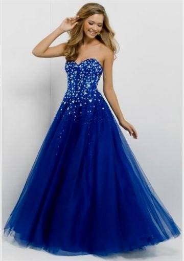 strapless royal blue prom dresses