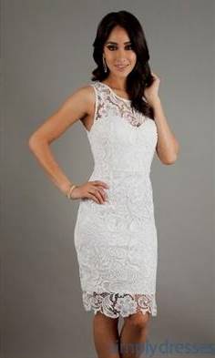 strapless white lace dress knee length