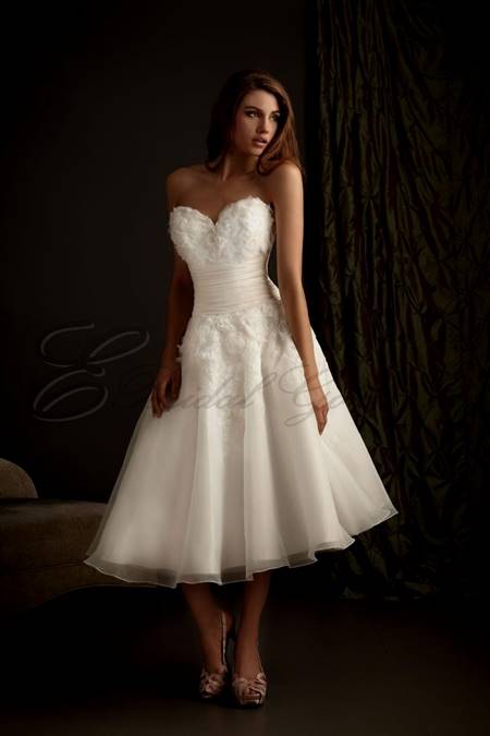 sweetheart tea length wedding dresses