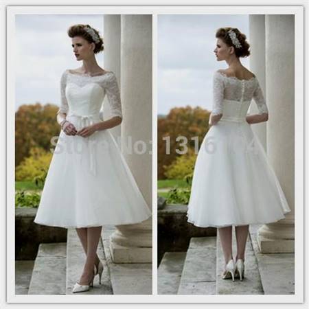 tea length wedding dresses off the shoulder