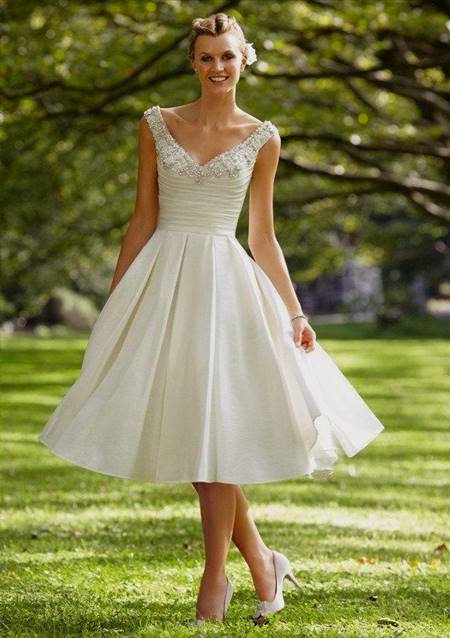 tea length wedding dresses v neck