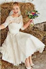 tea length wedding dresses with 3/4 sleeves