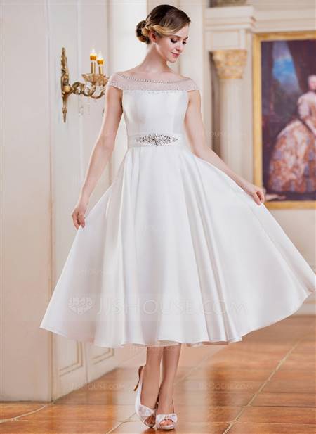tea length wedding dresses with cap sleeves