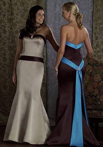 tiffany blue and brown bridesmaid dresses