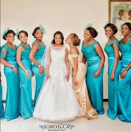 turquoise and gold bridesmaid dresses