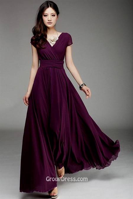 violet gown with sleeves