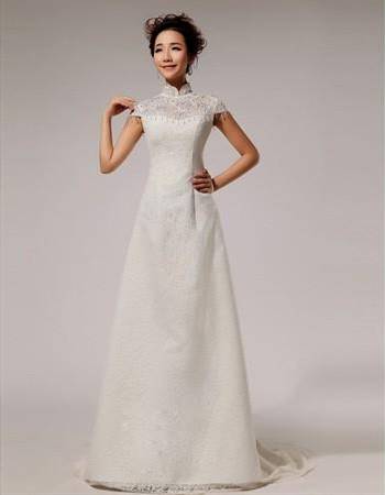 wedding dress with collar and sleeves