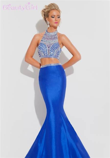 white and blue mermaid prom dresses