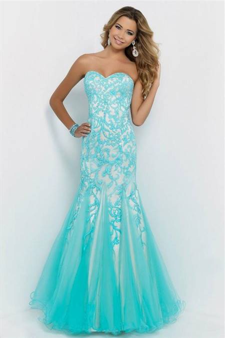 white and blue mermaid prom dresses
