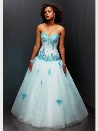 white and blue prom gowns