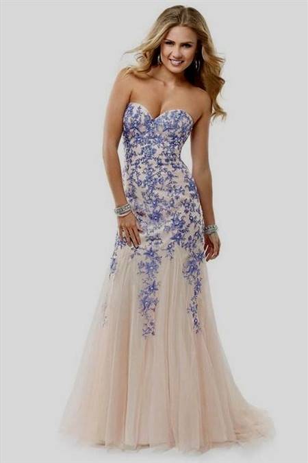 white and blue prom gowns