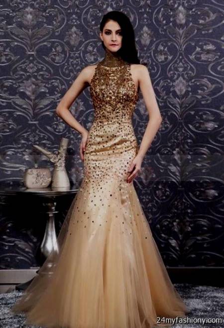 white and gold mermaid prom dresses