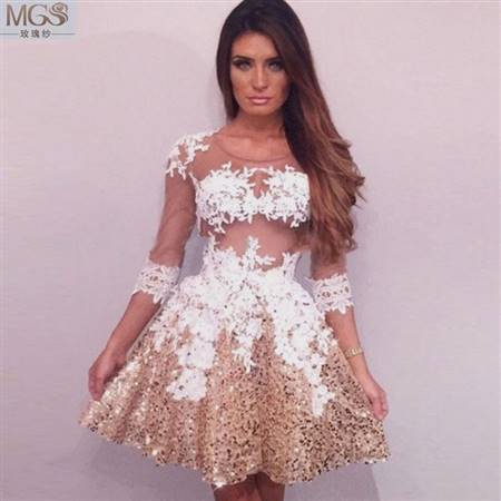 white and gold party dresses with sleeves