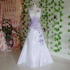 white and light purple wedding dresses