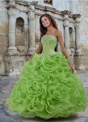 white and lime green wedding dresses