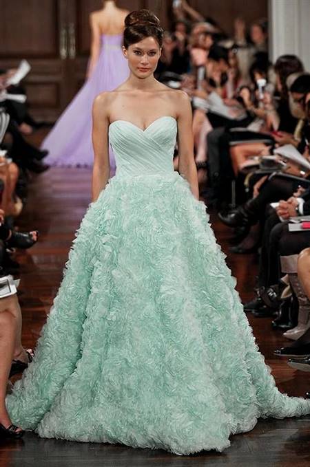 white and mint green wedding dress