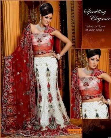 white and red indian bridal dresses