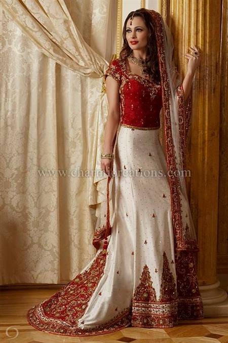 white and red indian bridal dresses