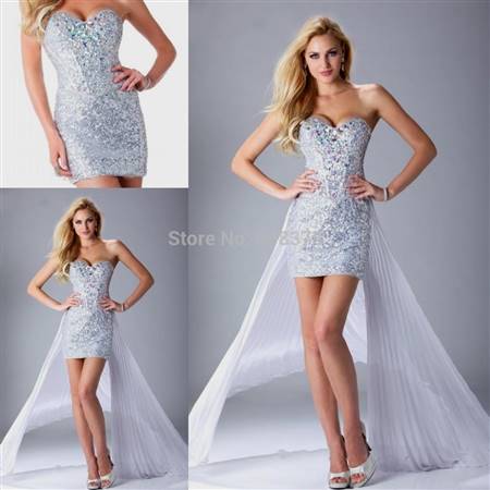white and silver prom dresses