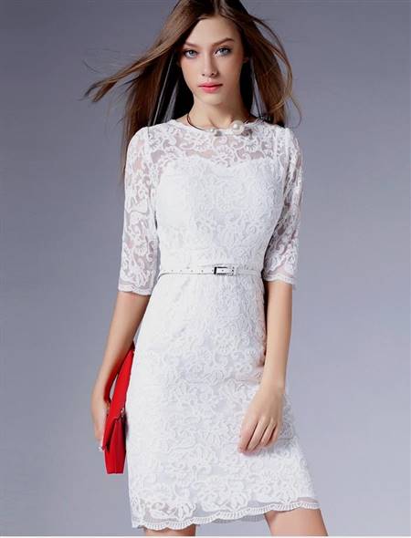 white dresses with sleeves for graduation