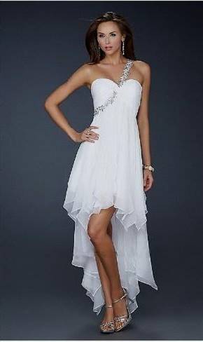 white high low prom dresses