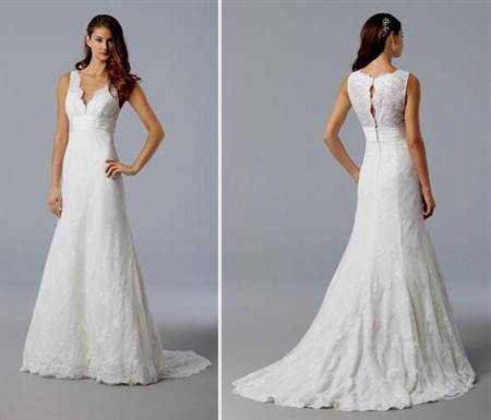 white lace back wedding dress