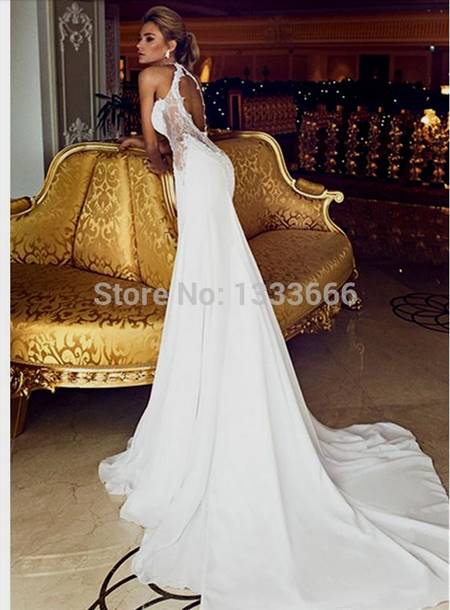 white lace fishtail wedding dress