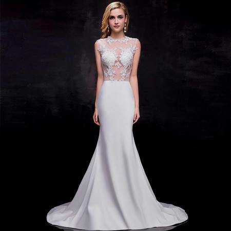 white lace mermaid prom dress