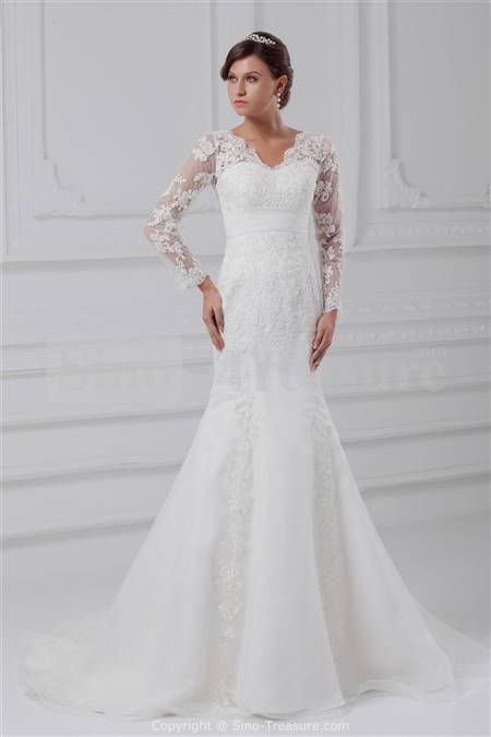 white lace wedding dress with sleeves