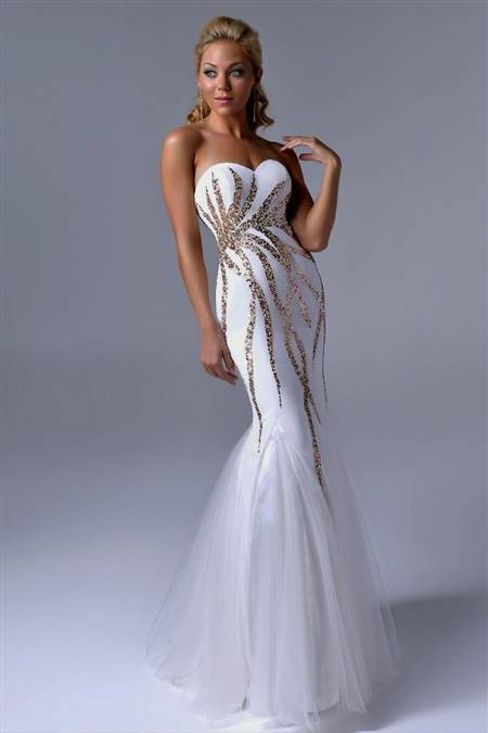 white mermaid prom dresses