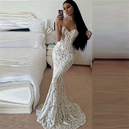 white sparkly mermaid prom dresses