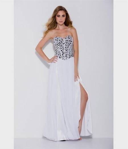 white strapless prom dresses