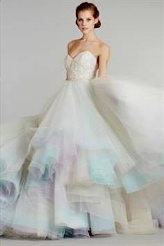 white wedding dresses with color accents