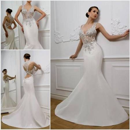 white wedding dresses with diamonds on the top