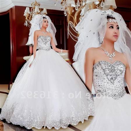 white wedding dresses with diamonds on the top