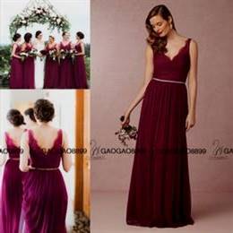 wine red and gold bridesmaid dresses