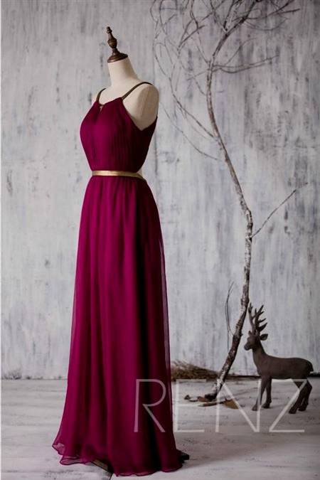 wine red and gold bridesmaid dresses