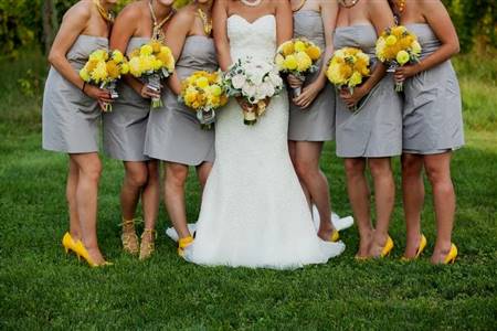 yellow and grey bridesmaid dresses