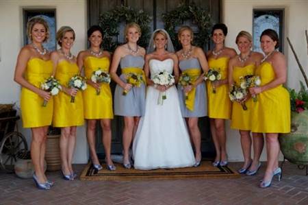 yellow and grey bridesmaid dresses