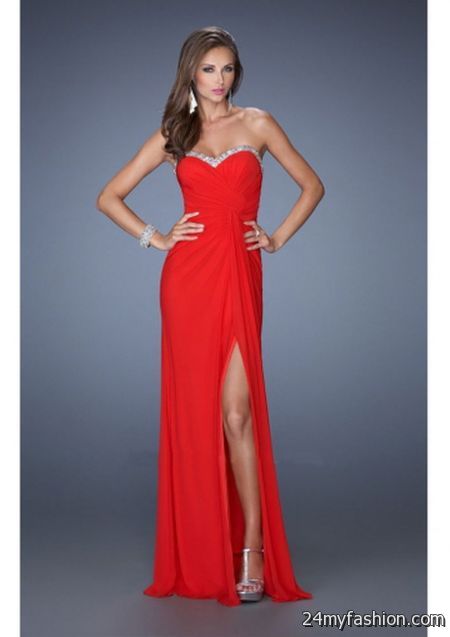 Long red dress with split review