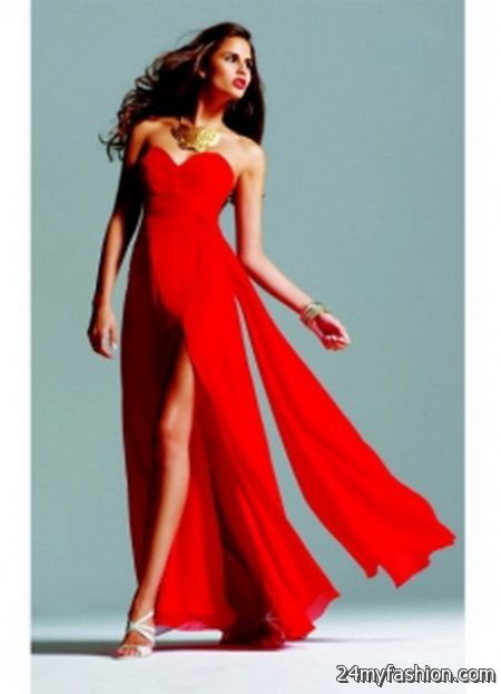 Long red dress with split review