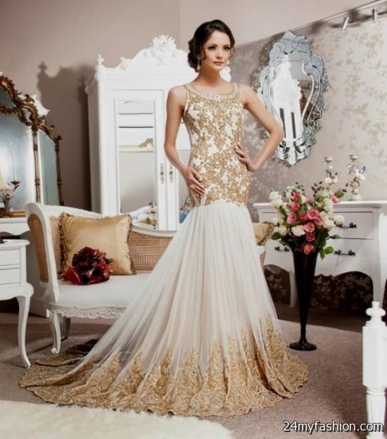 antique gold lace wedding dress