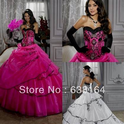 black and pink quinceanera dresses